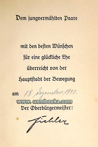 1942 Munich Wedding Edition MEIN KAMPF, Karl Fiehler